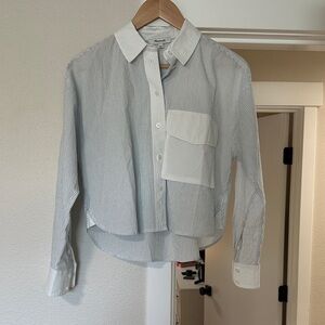 Madewell Women’s Cropped Striped Button Down Shirt
